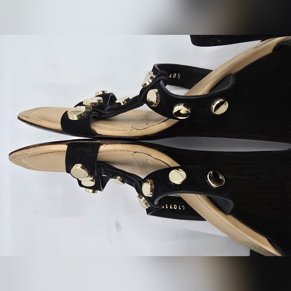Balenciaga Leather Studded Accent T-Strap Sandals - Picture 7 of 16